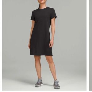 Lululemon Classic-Fit Cotton-Blend T-Shirt Dress Black sz 12